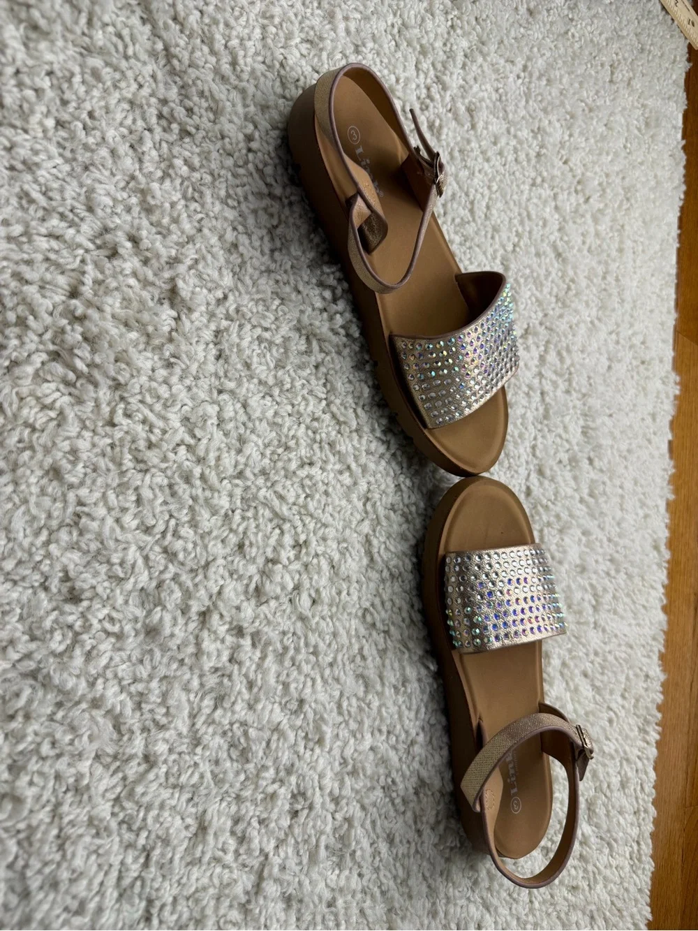 Crystal Embellished Girls' Sandals Sz 3